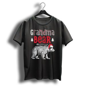 Grandma Bear Christmas Santa Hat Family Holiday Winter T Shirt
