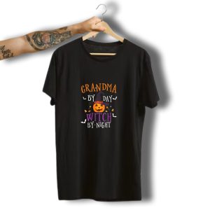 Grandma By Day Witch By Night Halloween Pumpkin Funny T-Shirt
