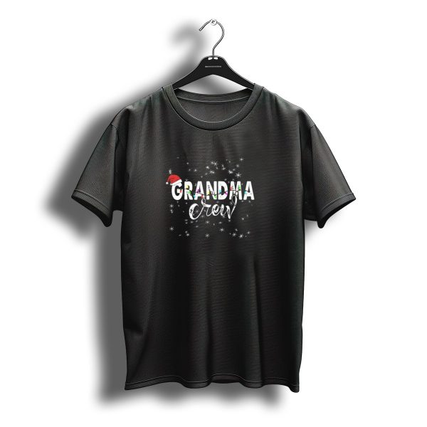 Grandma Crew Santa Hat Christmas Lights With Snowflakes T Shirt t shirt 1