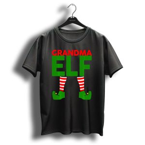 Grandma Elf Christmas Striped Stockings Green Shoes T-Shirt