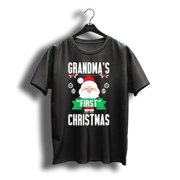 Grandmas First Christmas Santa Holiday Humor T Shirt t shirt 1