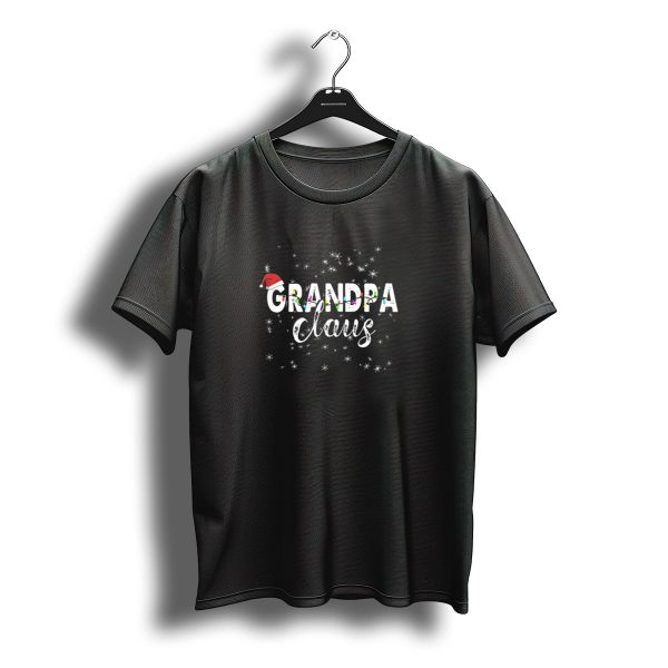 Grandpa Claus Santa Hat Snowflakes Christmas Lights T Shirt t shirt 1