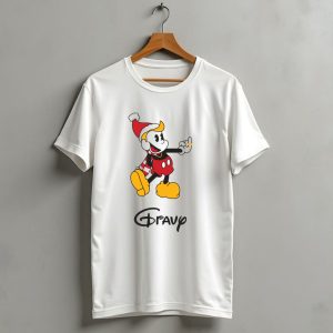 Gravy Christmas Cartoon Character With Santa Hat And Scarf T Shirt