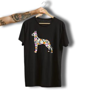 Great Dane Boo Pumpkin Halloween Ghost Bat Spiderwebs T-Shirt