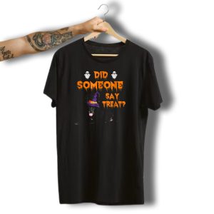 Great Dane Halloween Did Someone Say Treat With Ghosts And Witch Hat T-Shirt