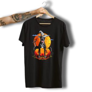 Great Dane Halloween Pumpkin Hat Witch Moon Clouds T-Shirt