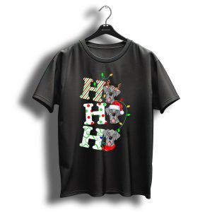 Great Dane Ho Ho Ho Christmas Lights Santa Hat Reindeer Antlers T Shirt