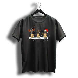 Great Dane Reindeer Santa Hat And Fairy Lights Christmas Scene T Shirt