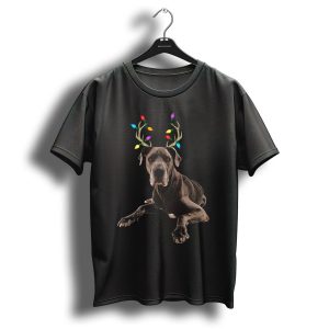 Great Dane Reindeer With Christmas Lights Antlers T Shirt