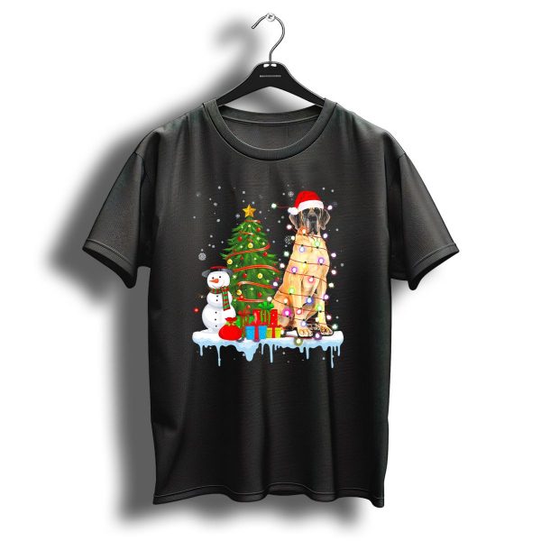 Great Dane Santa Hat Christmas Tree Lights Snowman Presents T Shirt 1 t shirt 1