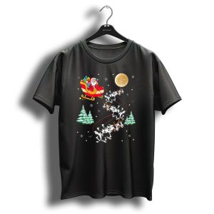 Great Dane Santa Sleigh Reindeer Christmas Moon Snowflakes T Shirt