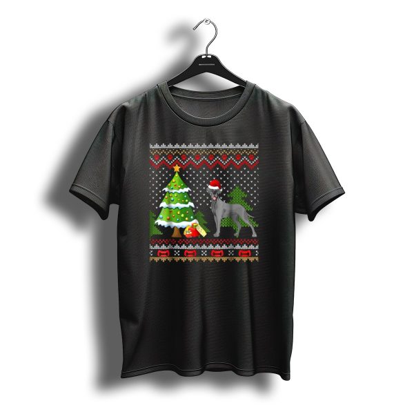 Great Danes Santa Christmas Uglydog Holiday Sweater Tree Present T Shirt t shirt 1