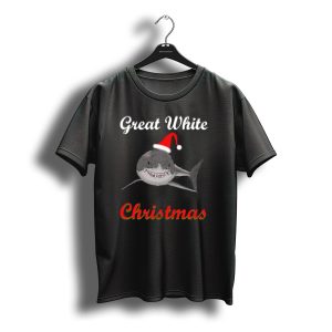 Great White Christmas Shark With Santa Hat T-Shirt