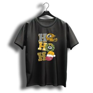 Green Bay Packers Christmas 2024 Ho Ho Ho Football Helmet And Wreath T Shirt 1