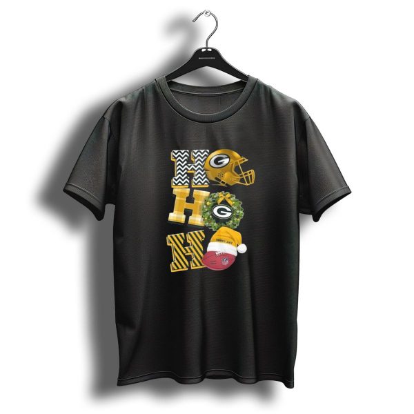 Green Bay Packers Christmas 2024 Ho Ho Ho Football Helmet And Wreath T Shirt 1 t shirt 1
