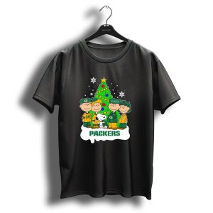 Green Bay Packers Christmas Peanuts Characters With Tree T Shirt