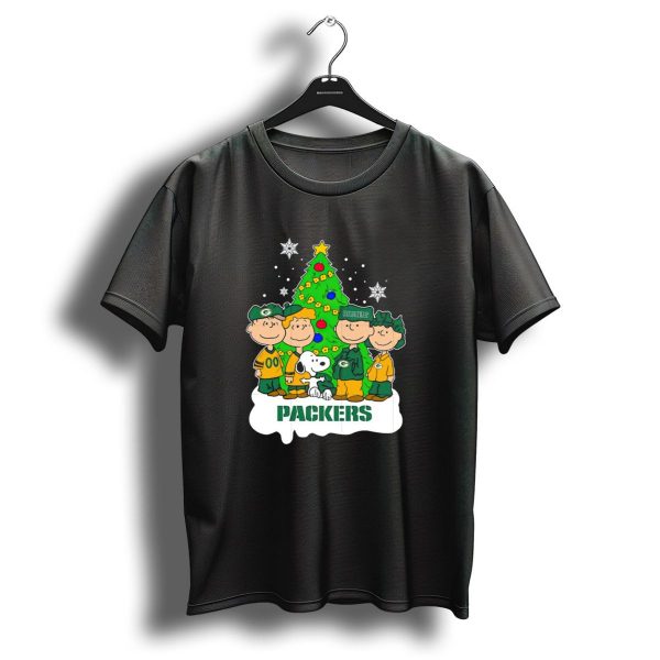 Green Bay Packers Christmas Peanuts Characters With Tree T Shirt 1 t shirt 1