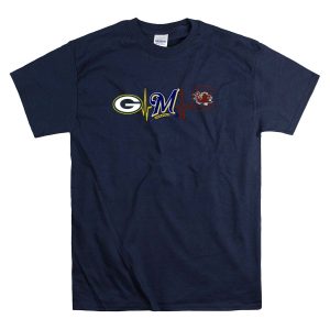 Green Bay Packers Milwaukee Brewers South Carolina Gamecocks Heartbeat T-Shirt