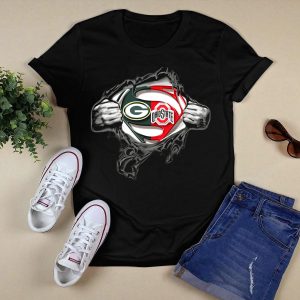 Green Bay Packers Ohio State Buckeyes Superman Logo Crossover T Shirt