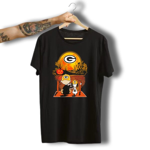 Green Bay Packers Snoopy Charlie Brown Halloween Moon Pumpkin T Shirt t shirt 1
