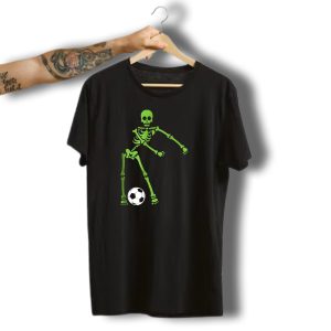 Green Skeleton Halloween Flossing Dance Soccer T-Shirt