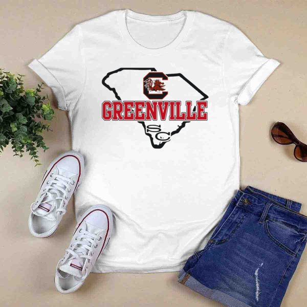 Greenville South Carolina Gamecocks Logo Map T Shirt 1 0