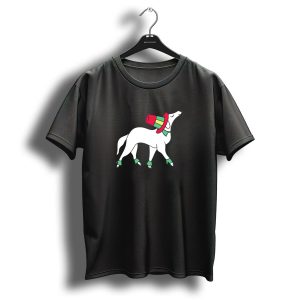 Greyhound Dog In Christmas Hat With Festive Bow T-Shirt