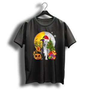 Greyhound Halloween Christmas Tree Santa Hat Jack O Lantern Gifts T Shirt