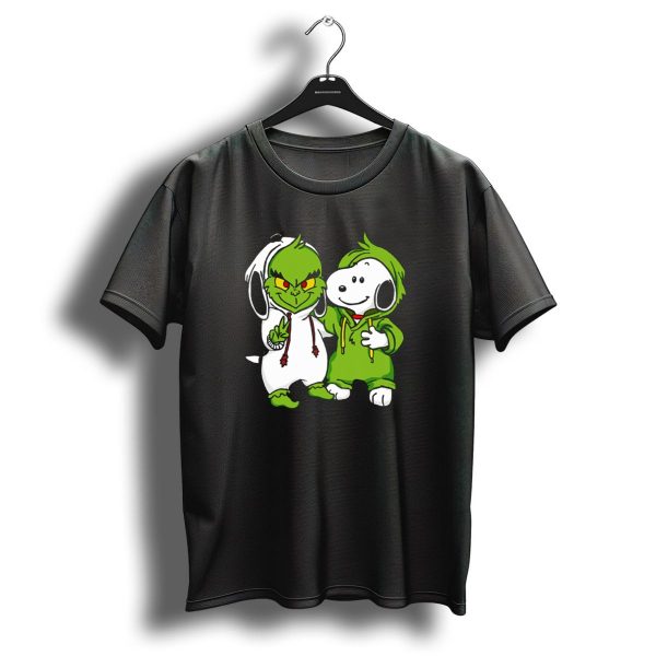Grinch And Snoopy Christmas Crossover Characters In Festive Hoodies T Shirt 1 t shirt 1