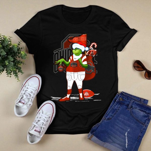 Grinch Christmas Ohio State Buckeyes Holiday Football Fan Gear T Shirt Black 1
