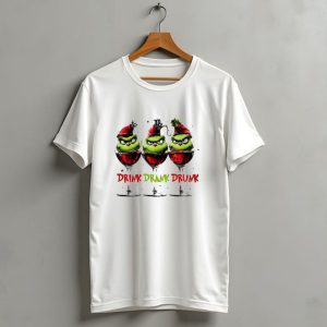 Grinch Drink Drank Drunk Christmas Wine Festive Humor T-Shirt