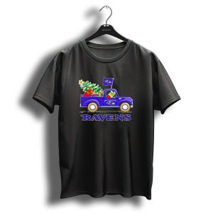 Grinch Driving Baltimore Ravens Christmas Truck T-Shirt