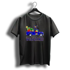 Grinch Driving Blue Wolverines Truck With Christmas Tree Michigan Football T-Shirt