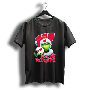 Grinch Fear The Badgers Wisconsin Christmas Football T-Shirt