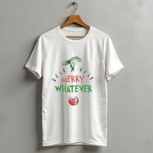 Grinch Hand Holding Christmas Lights Merry Whatever Christmas T-Shirt