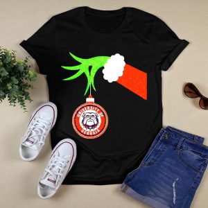 Grinch Hand Holding University Of Georgia Bulldogs Christmas T Shirt