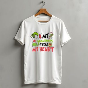 Grinch Hand My Grandkids Stole My Heart My Grandkids Christmas T-Shirt