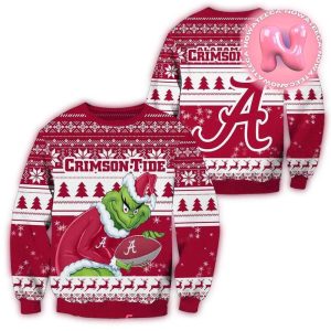Grinch Hold Ball Alabama Crimson Tide Christmas Ugly Sweater