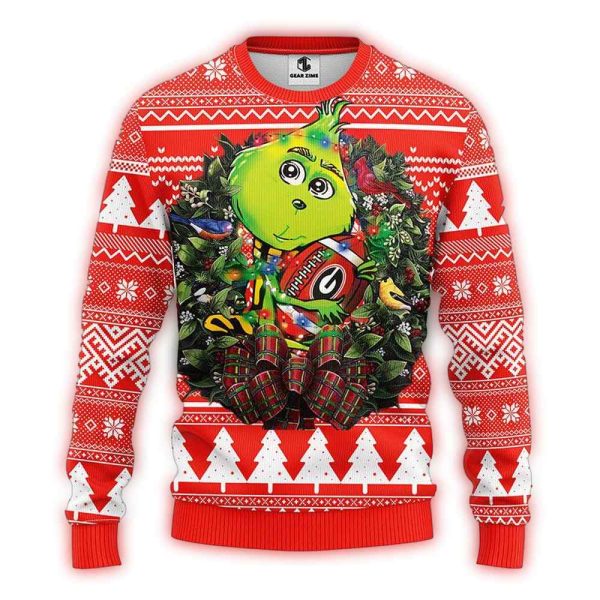 Grinch Hold Ball Georgia Bulldogs Christmas Ugly Sweater 1