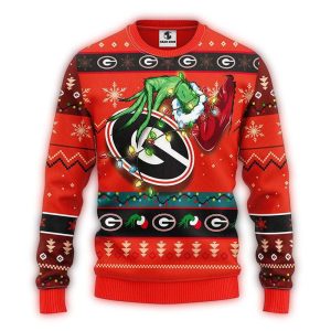 Grinch Hold Logo Georgia Bulldogs Light Christmas Ugly Sweater