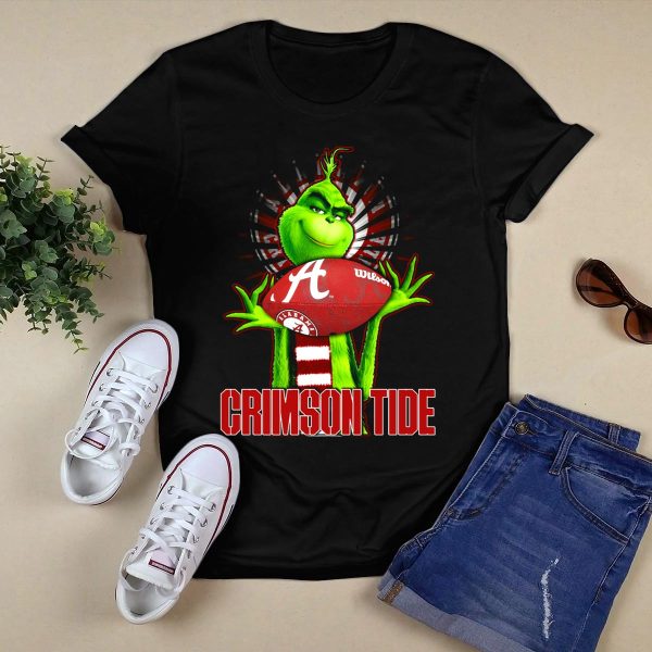 Grinch Holding Alabama Crimson Tide Football Wilson T Shirt Style 1 Black 1