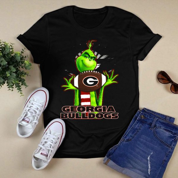 Grinch Holding Georgia Bulldogs Football T Shirt 1