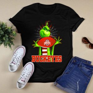 Grinch Holding Ohio State Buckeyes Football T Shirt