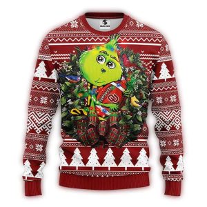 Grinch Hug Ball Oklahoma Sooners Ugly Sweater