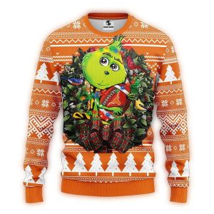 Grinch Hug Ball Texas Longhorns Christmas Ugly Sweater