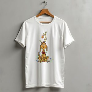 Grinch Max With Christmas Lights And Antlers T-Shirt