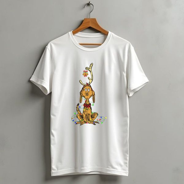 Grinch Max With Christmas Lights And Antlers T Shirt 1 t shirt 1
