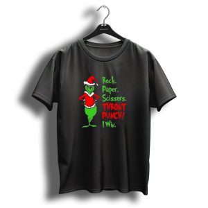 Grinch Rock Paper Scissors Throat Punch I Win Merry Christmas T-Shirt