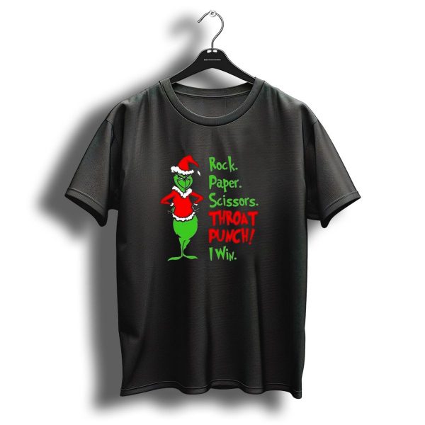 Grinch Rock Paper Scissors Throat Punch I Win Merry Christmas T Shirt 1 t shirt 1