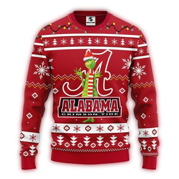 Grinch With Alabama Crimson Tide Christmas Ugly Sweater 1